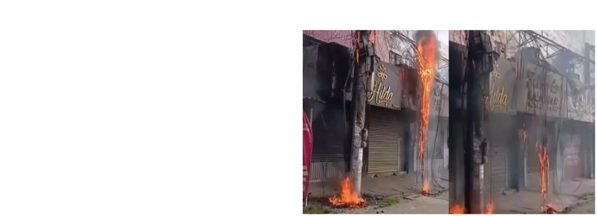 Poste pega fogo na BR-316, em Ananindeua